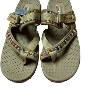 NWT Skechers Tan Sandals with Multicolor Accents